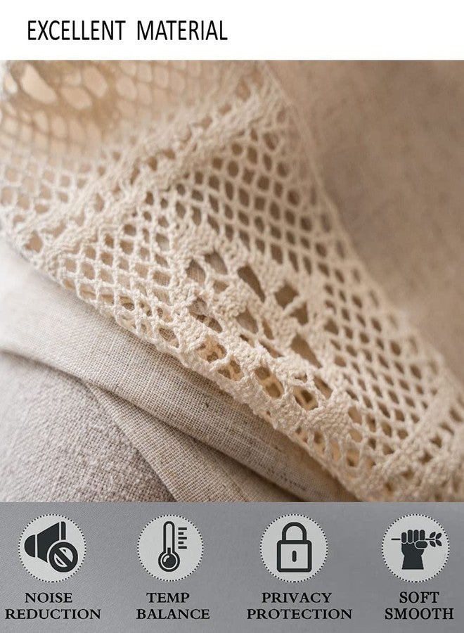 AMZALI Boho Curtains with Tassel Handmade Semi-Blackout Drapes Lace Patchwork Crochet Farmhouse Window Curtain Panels Rod Pocket Curtain for Living Room Bedroom 1 Panel 59" W x 63" L, Beige - Image 5